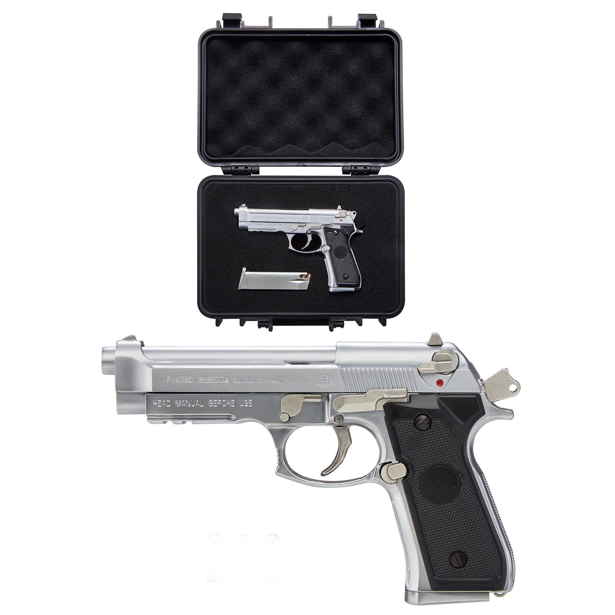 ミニチュアガン 2個セット M29 M92ベレッタ M92 Beretta - Silver - Wolfhound Tactical Miniature Pistol Model