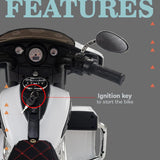 Police Harley Style NEL R1800 Kids 12V Electric Ride on Motorcycle White
