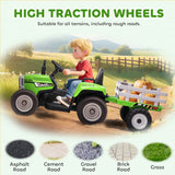 Aosom 12V Kids Ride-On Tractor Toy with Remote Control Green