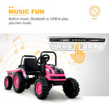 6V Kids Electric Ride-On Tractor with Detachable Wagon, Pink
