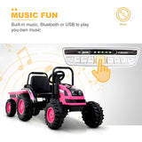 HL338 Kids Electric Ride On Tractor with Detachable Wagon Pink