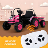6V Kids Electric Ride-On Tractor with Detachable Wagon, Pink