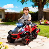 Qaba 12V Kids Ride-On ATV Toy with LED Headlights Red