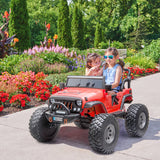 Lifted Monster Jeep 24V 2 Seater Classic Ride on Car with Remote Control, Leather Seat and EVA Tires