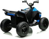Battery-powered blue ATV ride on car for kids with realistic steering wheel