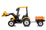 Kids 6-Wheel Electric Tractor with Trailer Yellow