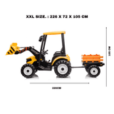 Kids 6-Wheel Electric Tractor with Trailer Yellow