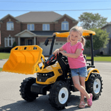 Kids 6-Wheel Electric Tractor with Trailer Yellow