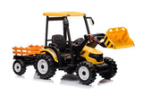 Kids 6-Wheel Electric Tractor with Trailer Yellow