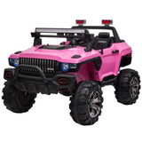 Aosom 12V Ride On Police Car 2 Seater For 3 - 8 Years Old Kids W/ Parental Remote Control Led Lights Mp3 Black