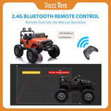 Classic 2 Seater 12v Lifted Monster Jeep with Remote Control, Leather Seat and Rubber Tires Voltz Toys