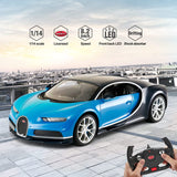 Bugatti Chiron RC Car 1/14 Scale Licensed Remote Control Toy Car with Working Lights by Rastar