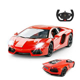 RASTAR RC Lamborghini Toy Car, 1:14 Lamborghini Aventador LP700-4 Remote Control Car, Working Lights - Orange - Voltz Toys