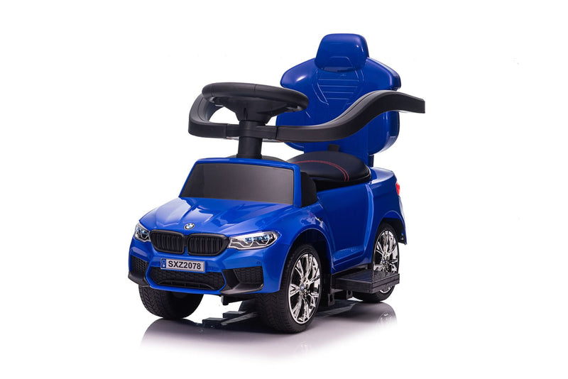 BMW M5 4-in-1 Push Pedal Ride On Car Baby Walker with Push Bar, Leather Seat, Foot Rest and Rocking Chair Rails -Kids On Wheelz