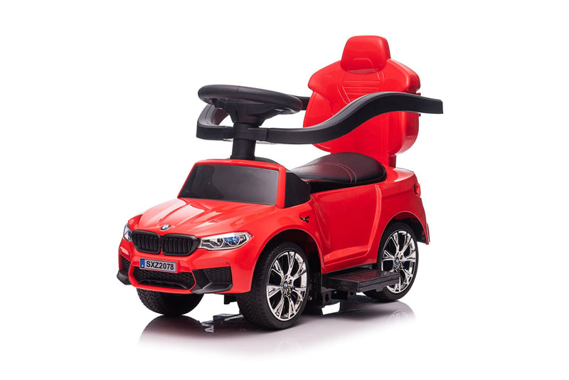 BMW M5 4-in-1 Push Pedal Ride On Car Baby Walker with Push Bar, Leather Seat, Foot Rest and Rocking Chair Rails -Kids On Wheelz