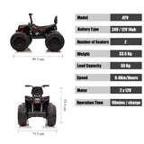 Kids Ride On Atv 24V 4x4 Off-road ATV with Monster Tires, Independent Suspension, Realistic Lights and Leather Seat - Kids On Wheelz Kids On Wheelz