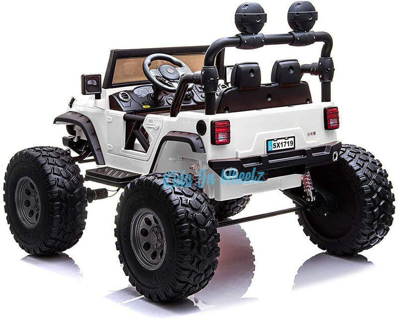 Lifted Jeep Monster Edition Ride On Car 12V 2 Seater  White - Kids On Wheelz - Kids On Wheelz
