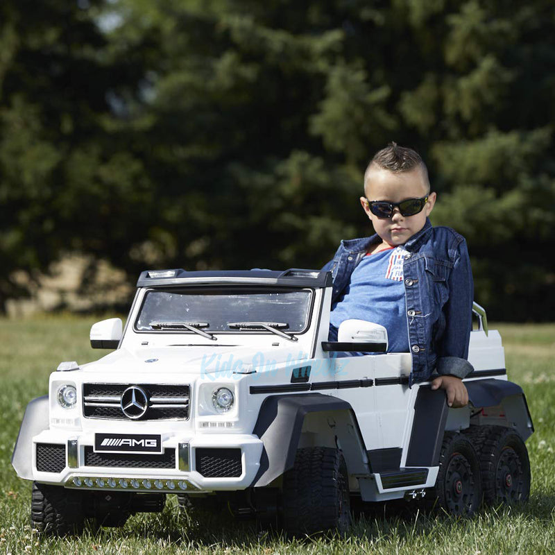 MERCEDES BENZ G63 6x6 RIDE ON CAR 12V PARENT SEAT - WHITE - Kids On Wheelz
