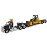 Tractor en tándem International HX520 a escala 1:50 + remolque XL 120, negro con cargador de cadenas Cat® 963K cargado, incluidos los dos refuerzos traseros, 85599