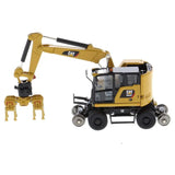 1:87 Cat® M323F Railroad Wheeled Excavator, Cat® Yellow with 3 work tools High Line Series, 85656 Caterpillar