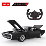 Dodge Charger R/T with Engine RC Car 1/16 Licensed Remote Control Toy Car with Open Doors and Working Lights by Rastar, Fast & Furious
