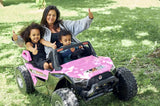 1 adult and 2 kids in the 24v dune buggy