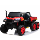 24V Farm Truck UTV 2 Seater 6 Wheels with Tipper Electric Kids' Ride-On Car with Parental Remote Controller Red-KOW Kids On Wheelz
