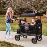 W4 Luxe Multifunctional Baby Stroller Wagon (4 Seater) Gray With Black Frame Back Order -WonderFold WonderFold
