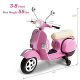 6V Kids Ride on Vespa Scooter Motorcycle with Headlight Pink -Costway- Costway