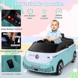 Costway 12V Licensed Volkswagen Kids Ride-On Bus Toy with Remote Control