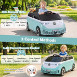 Costway 12V Licensed Volkswagen Kids Ride-On Bus Toy with Remote Control