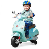 VESPA 12V Licensed Kids Ride-On Motorcycle Toy with Training Wheels