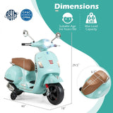 VESPA 12V Licensed Kids Ride-On Motorcycle Toy with Training Wheels
