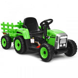 TY327774US 12V Kids Ride-On Tractor Ground Loader with Trailer