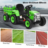 TY327774US 12V Kids Ride-On Tractor Ground Loader with Trailer