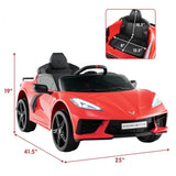 12V Chevrolet Corvette C8 Electric Kids Ride On Car  with Remote Control Ages 3+ Years Old