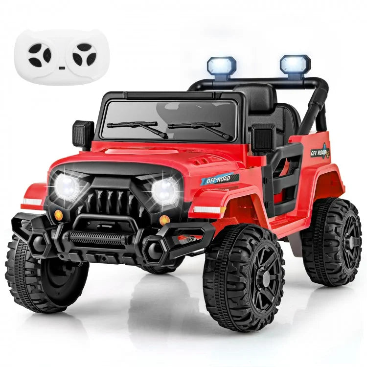 12V Kids Ride on Truck Car with Remote Control Threaded Wheels and 3 Speeds