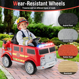 Costway 12V Kids Ride-On Fire Truck Toy with Remote Control