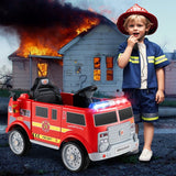 Costway 12V Kids Ride-On Fire Truck Toy with Remote Control