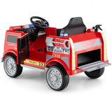 Costway 12V Kids Ride-On Fire Truck Toy with Remote Control