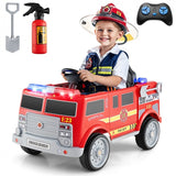 Costway 12V Kids Ride-On Fire Truck Toy with Remote Control