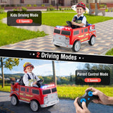 Costway 12V Kids Ride-On Fire Truck Toy with Remote Control