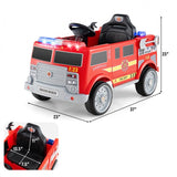 Costway 12V Kids Ride-On Fire Truck Toy with Remote Control