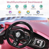 Costway 12V Licensed Volkswagen Beetle Kids Ride-On Car Toy with Remote Control