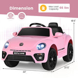 Costway 12V Licensed Volkswagen Beetle Kids Ride-On Car Toy with Remote Control