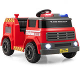 Costway 12V Ride-On Fire Truck Toy with Water Gun