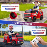 Costway 12V Ride-On Fire Truck Toy with Water Gun