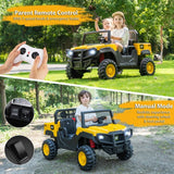 Costway 24V Caterpillar 2-Seater Kids Ride-On Dump Truck with Remote Control