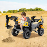 Costway 24V 4WD Kids Ride-On Excavator Toy with Remote Control