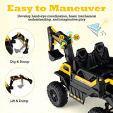 Costway 24V 4WD Kids Ride-On Excavator Toy with Remote Control